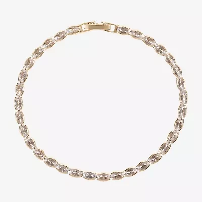 Sparkle Allure Womens Cubic Zirconia 14K Gold Over Brass Oval 7.5 Inch Tennis Bracelet