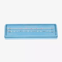 Sparkle Allure Tennis & Chain Womens 2-pc. Pink Cubic Zirconia Pure Silver Over Brass Bracelet Set