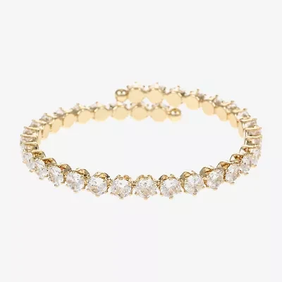 Sparkle Allure Coil Womens Cubic Zirconia 14K Gold Over Brass Round Tennis Bracelet