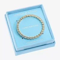 Sparkle Allure Coil Womens Cubic Zirconia 14K Gold Over Brass Round Tennis Bracelet