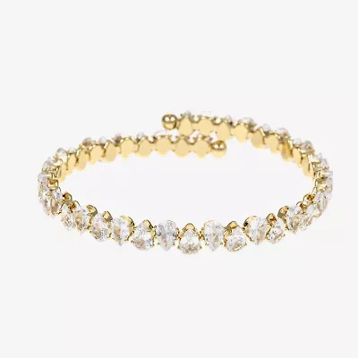 Sparkle Allure Coil Womens Cubic Zirconia 14K Gold Over Brass Pear Tennis Bracelet