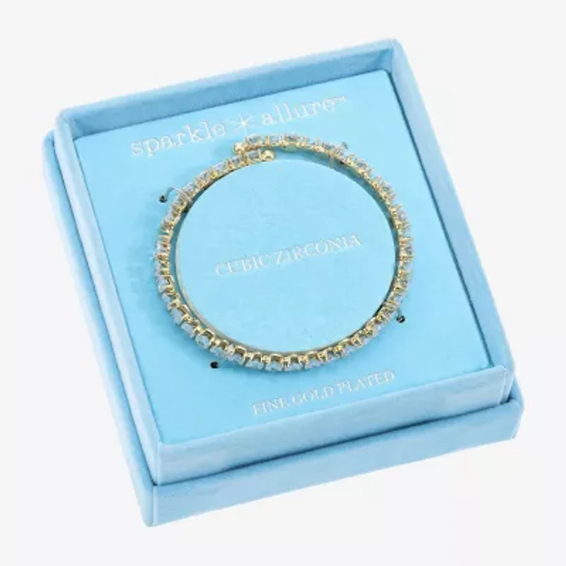 Sparkle Allure Coil Womens Cubic Zirconia 14K Gold Over Brass Pear Tennis Bracelet