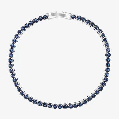 Sparkle Allure Womens Cubic Zirconia Pure Silver Over Brass Round 7.5 Inch Tennis Bracelet