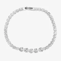 Sparkle Allure Womens Cubic Zirconia Pure Silver Over Brass Heart 7.5 Inch Tennis Bracelet
