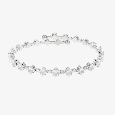 Sparkle Allure Coil Womens Cubic Zirconia Pure Silver Over Brass Square Tennis Bracelet