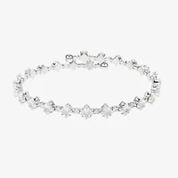 Sparkle Allure Coil Womens Cubic Zirconia Pure Silver Over Brass Square Tennis Bracelet