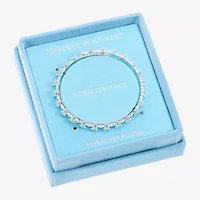 Sparkle Allure Coil Womens Cubic Zirconia Pure Silver Over Brass Square Tennis Bracelet