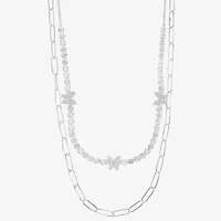 Sparkle Allure Womens Cubic Zirconia Pure Silver Over Brass 18 Inch Tennis Necklace