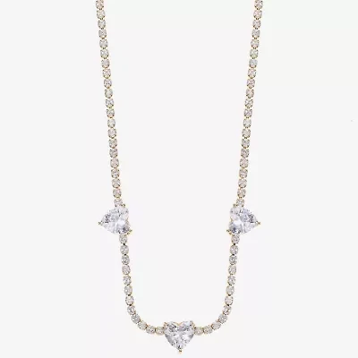 Sparkle Allure Womens Cubic Zirconia 14K Gold Over Brass 18 Inch Tennis Necklace