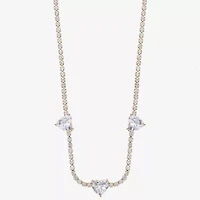 Sparkle Allure Womens Cubic Zirconia 14K Gold Over Brass 18 Inch Tennis Necklace