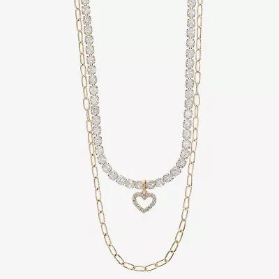 Sparkle Allure Womens Cubic Zirconia 14K Gold Over Brass 18 Inch Tennis Necklace