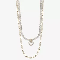 Sparkle Allure Womens Cubic Zirconia 14K Gold Over Brass 18 Inch Tennis Necklace