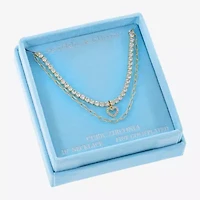 Sparkle Allure Womens Cubic Zirconia 14K Gold Over Brass 18 Inch Tennis Necklace