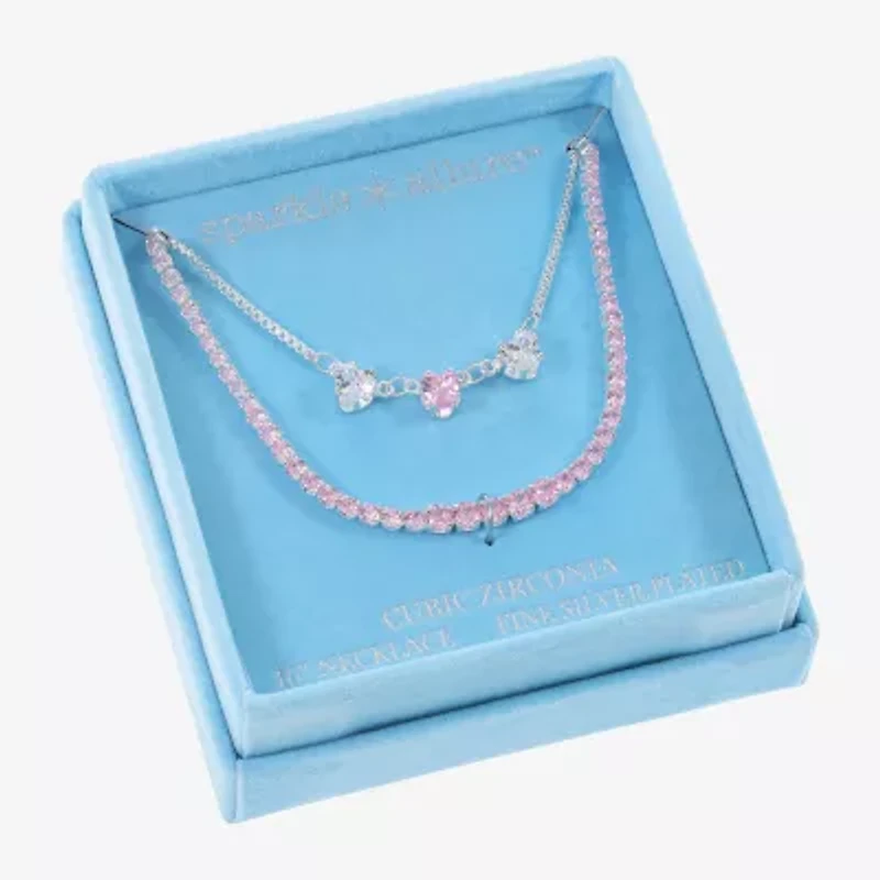 Sparkle Allure Womens Cubic Zirconia Pure Silver Over Brass 18 Inch Tennis Necklace