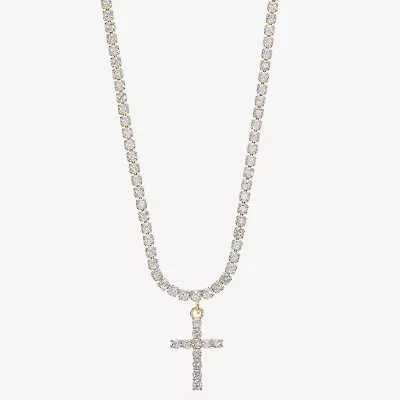 Sparkle Allure Womens Cubic Zirconia 14K Gold Over Brass 18 Inch Tennis Necklace