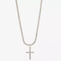 Sparkle Allure Womens Cubic Zirconia 14K Gold Over Brass 18 Inch Tennis Necklace