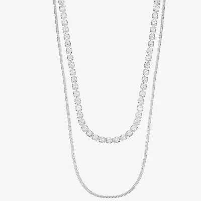 Sparkle Allure Womens Cubic Zirconia Pure Silver Over Brass 18 Inch Tennis Necklace