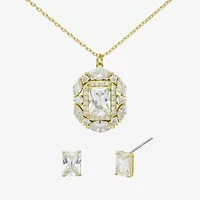 Sparkle Allure Halo Womens Cubic Zirconia 14K Gold Over Brass 2-pc. Jewelry Set