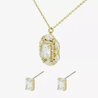 Sparkle Allure Halo Womens Cubic Zirconia 14K Gold Over Brass 2-pc. Jewelry Set