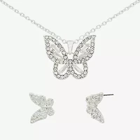 Sparkle Allure Womens Cubic Zirconia Pure Silver Over Brass Butterfly 2-pc. Jewelry Set