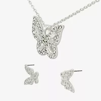 Sparkle Allure Womens Cubic Zirconia Pure Silver Over Brass Butterfly 2-pc. Jewelry Set