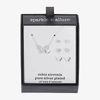 Sparkle Allure Womens Cubic Zirconia Pure Silver Over Brass Butterfly -pc. Jewelry Set