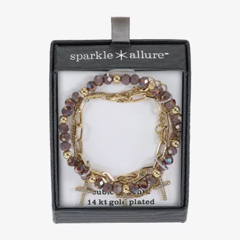 Sparkle Allure Womens 3-pc. Purple Crystal 14K Gold Over Brass Bracelet Set