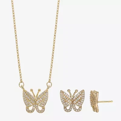 Sparkle Allure Womens Cubic Zirconia 14K Gold Over Brass Butterfly -pc. Jewelry Set