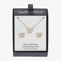 Sparkle Allure Womens Cubic Zirconia 14K Gold Over Brass Butterfly -pc. Jewelry Set