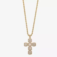 Sparkle Allure Womens Cubic Zirconia 14K Gold Over Brass Cross 18 Inch Pendant Necklace