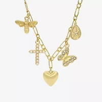 Sparkle Allure Charm Womens 14K Gold Over Brass 18 Inch Collar Necklace