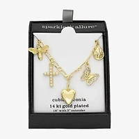 Sparkle Allure Charm Womens 14K Gold Over Brass 18 Inch Collar Necklace