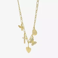 Sparkle Allure Charm Womens 14K Gold Over Brass 18 Inch Collar Necklace