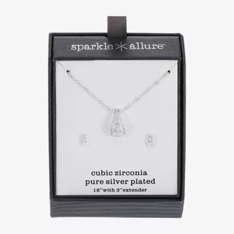 Sparkle Allure Womens Cubic Zirconia Pure Silver Over Brass 2-pc. Jewelry Set