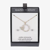 Sparkle Allure Circle Womens Cubic Zirconia 14K Gold Over Brass Butterfly Circle 2-pc. Jewelry Set