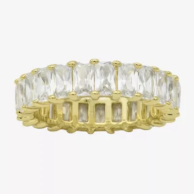 Sparkle Allure Womens 3MM Cubic Zirconia 14K Gold Over Brass Eternity Band