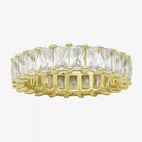 Sparkle Allure Womens 3MM Cubic Zirconia 14K Gold Over Brass Eternity Band