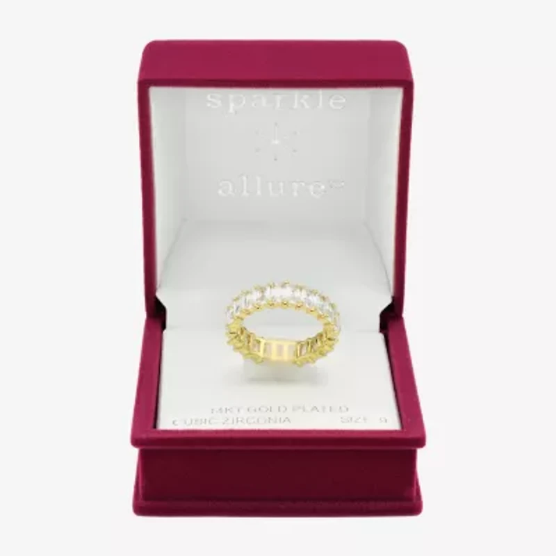 Sparkle Allure Womens 3MM Cubic Zirconia 14K Gold Over Brass Eternity Band