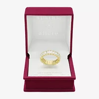 Sparkle Allure Womens 3MM Cubic Zirconia 14K Gold Over Brass Eternity Band