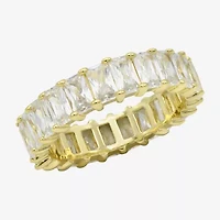 Sparkle Allure Womens 3MM Cubic Zirconia 14K Gold Over Brass Eternity Band