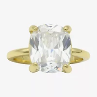 Sparkle Allure Womens Cubic Zirconia 14K Gold Over Brass Cushion Engagement Ring