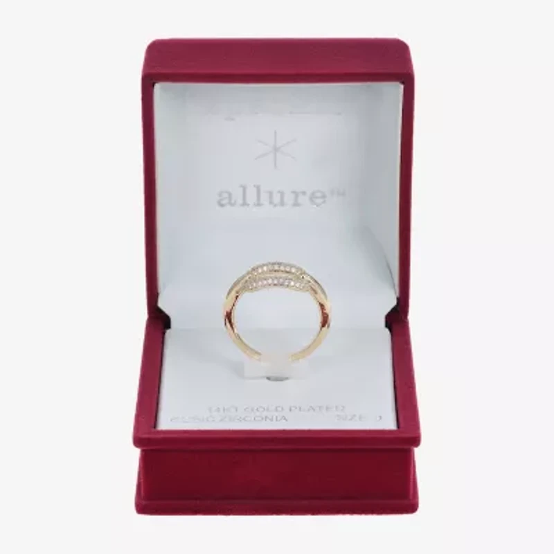 Sparkle Allure Womens 2.5MM Cubic Zirconia 14K Gold Over Brass Oval Band