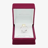 Sparkle Allure Womens Yellow Cubic Zirconia Pure Silver Over Brass Round Halo Cocktail Ring