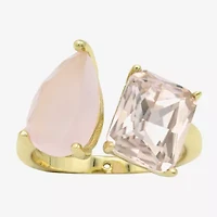 Sparkle Allure Toi Et Moi Womens 2.5MM Pink Crystal 14K Gold Over Brass Pear Band