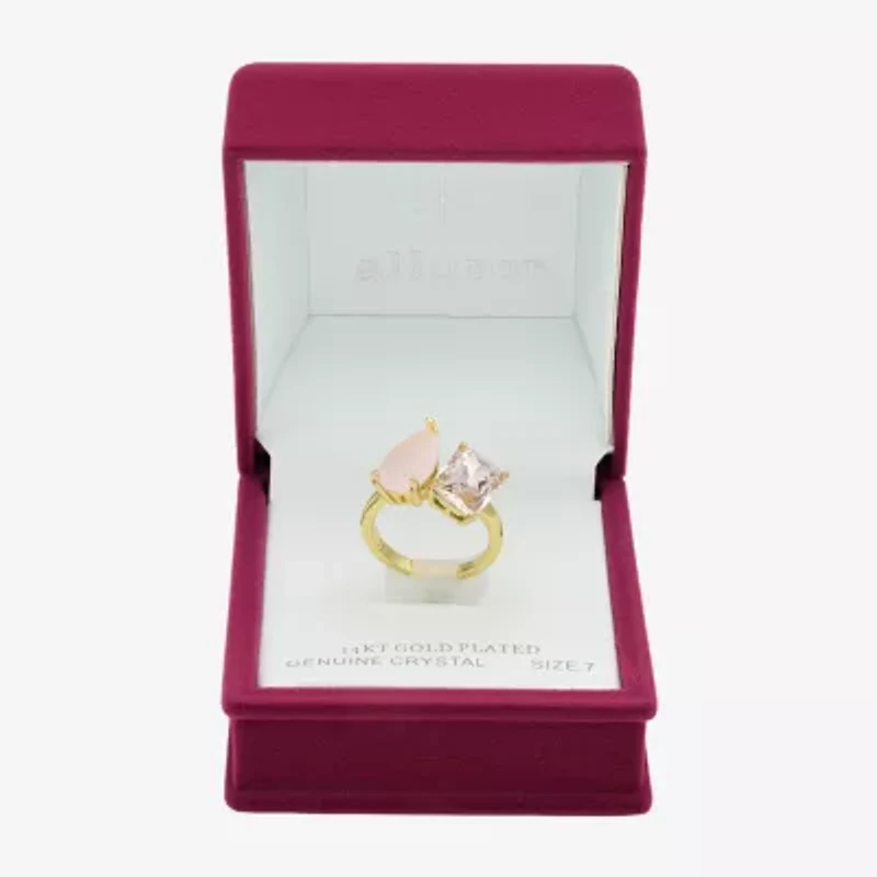 Sparkle Allure Toi Et Moi Womens 2.5MM Pink Crystal 14K Gold Over Brass Pear Band