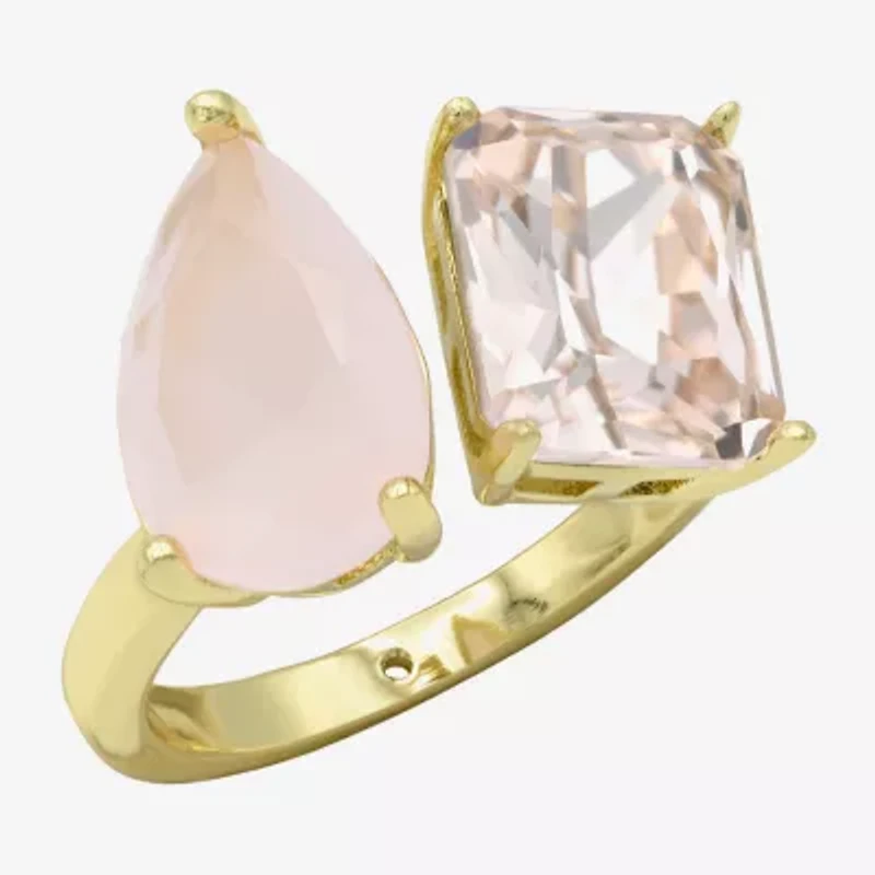 Sparkle Allure Toi Et Moi Womens 2.5MM Pink Crystal 14K Gold Over Brass Pear Band