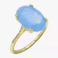 Sparkle Allure Womens Blue Cubic Zirconia 14K Gold Over Brass Oval Cocktail Ring