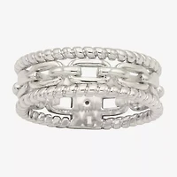Sparkle Allure Faux Stack Link Womens 7.5MM Pure Silver Over Brass Band