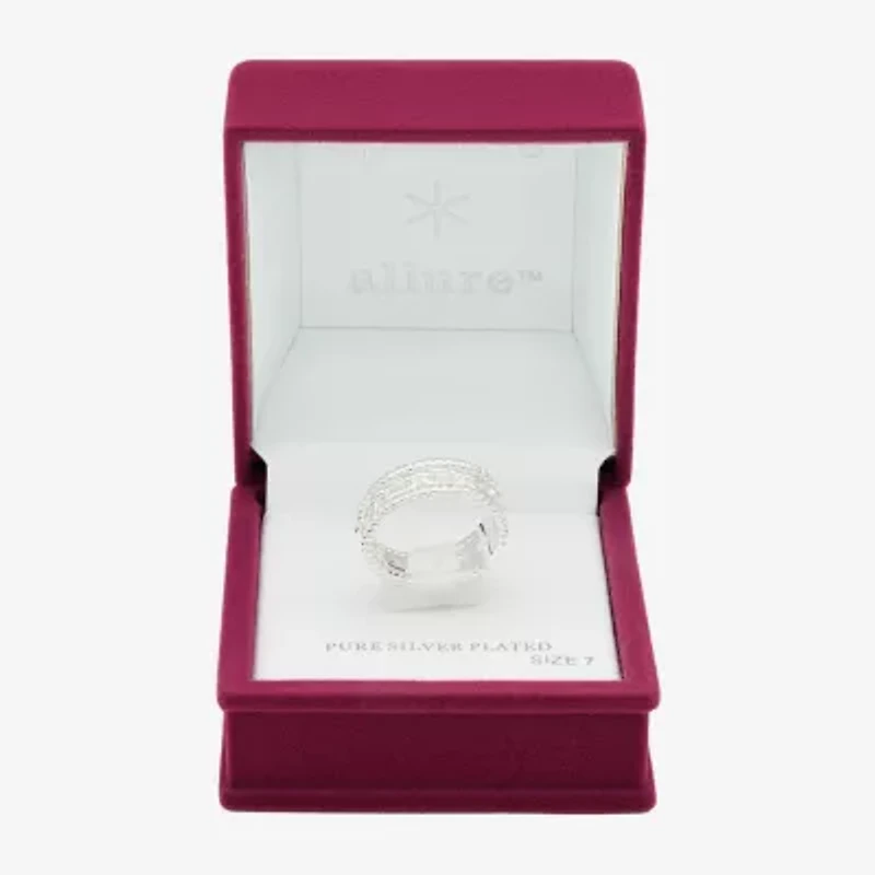 Sparkle Allure Faux Stack Link Womens 7.5MM Pure Silver Over Brass Band