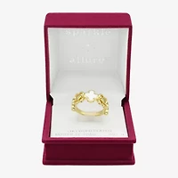 Sparkle Allure Womens 2.5MM Mother Of Pearl 14K Gold Over Brass Clover Band